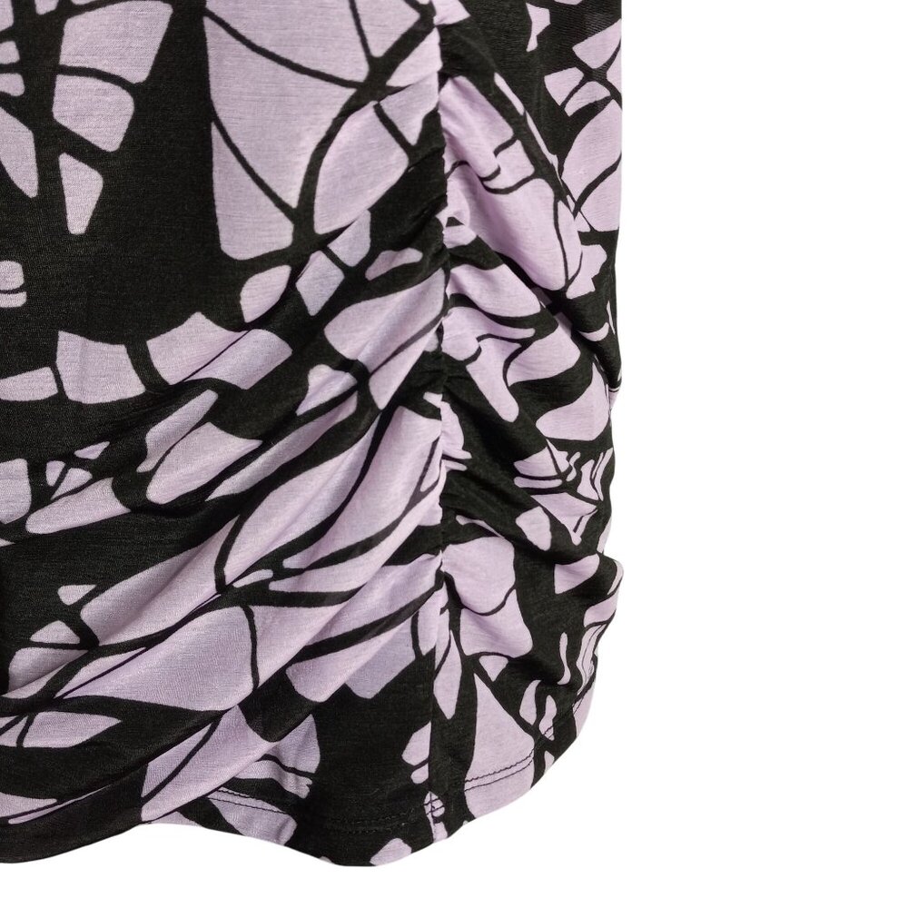 Dana Buchman L Top Womens Sleeveless Cowl Neck Black Lavender Abstract Print - Picture 6 of 9